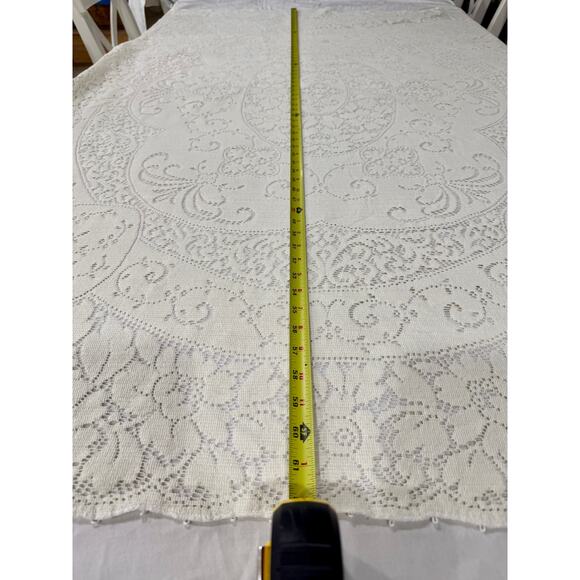 Vintage Quaker Lace Tablecloth 62x45 White Floral Pattern Mid Century Linen USA - Picture 12 of 14